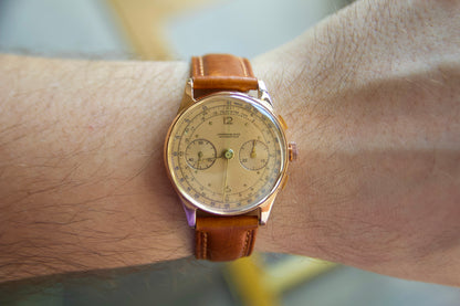 Orologio "Cronographe Suisse" anni 50 in oro 18kt