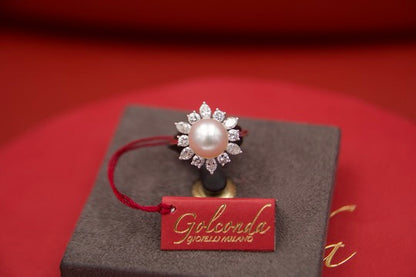 Anello Vintage con diamanti e perla