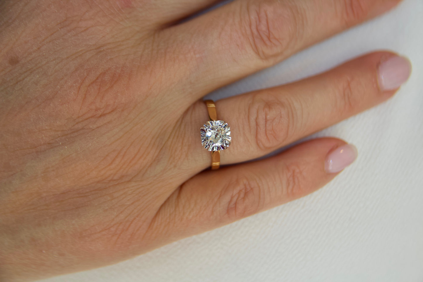 Solitario con diamante 0,50 ct prima meta 900'