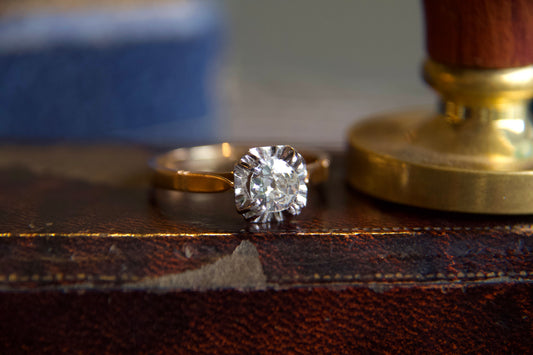 Solitario con diamante 0,50 ct prima meta 900'