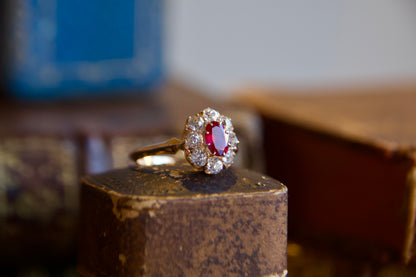 Anello margherita con rubino fine '800 inizi '900