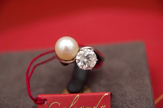 Anello toi &  moi con diamante e perla