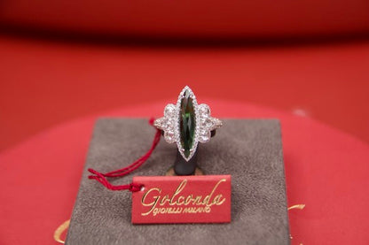 Ring with green Tourmaline and diamonds