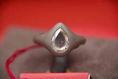 Titanium solitaire ring with rose-cut diamond