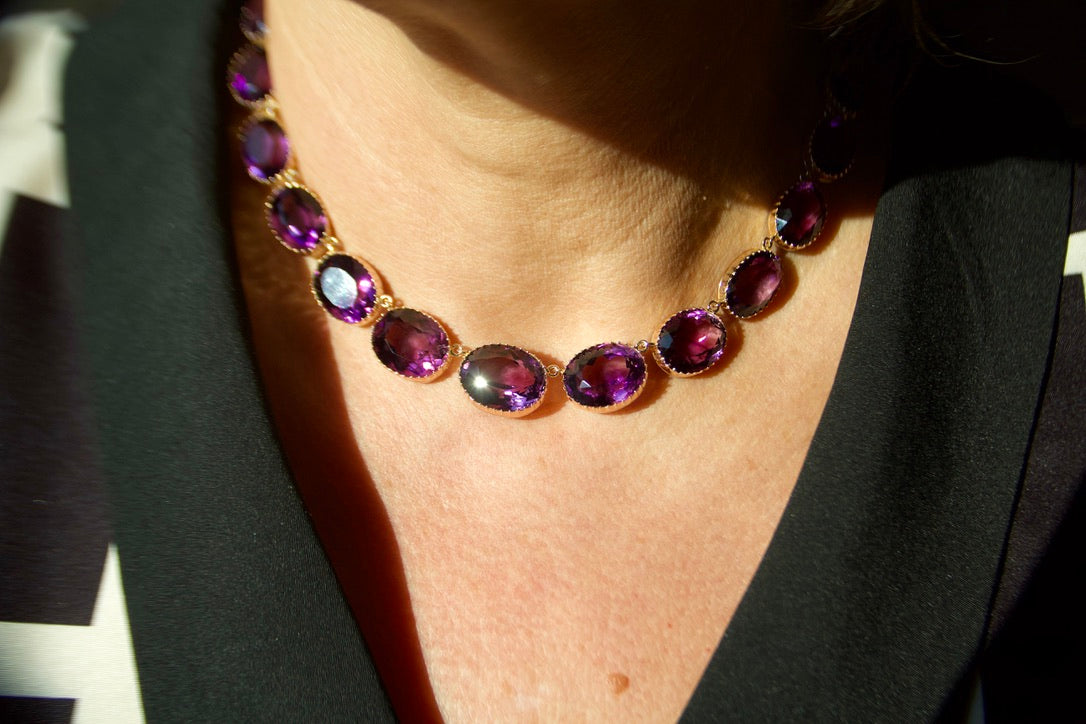 Collana Riviere di ametiste in oro rosa