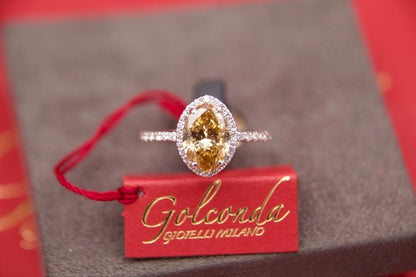 Anello Halo con diamante "Fancy Cognak"