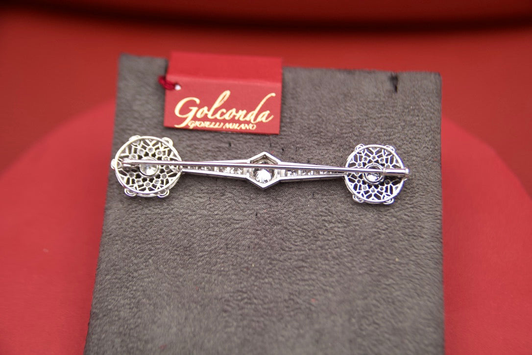 Spilla Art Decò barretta rosoni