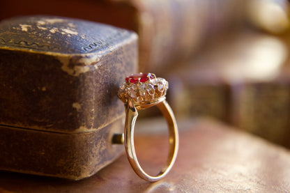 Anello margherita con rubino fine '800 inizi '900