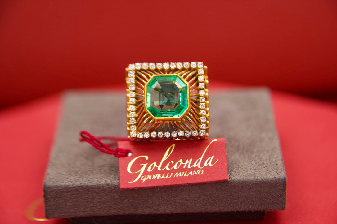 Anello Cocktail anni 50 con smeraldo