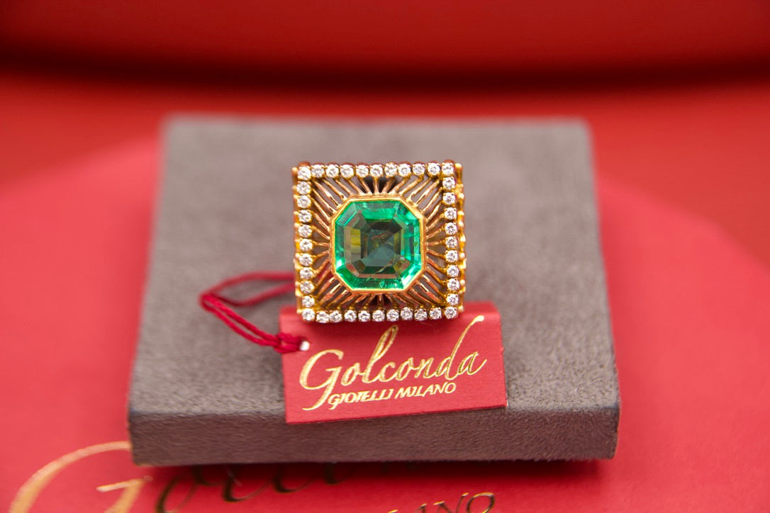 Anello Cocktail anni 50 con smeraldo