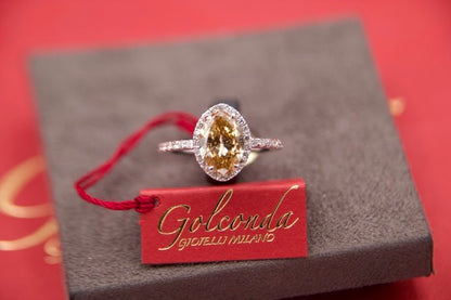 Anello Halo con diamante "Fancy Cognak"