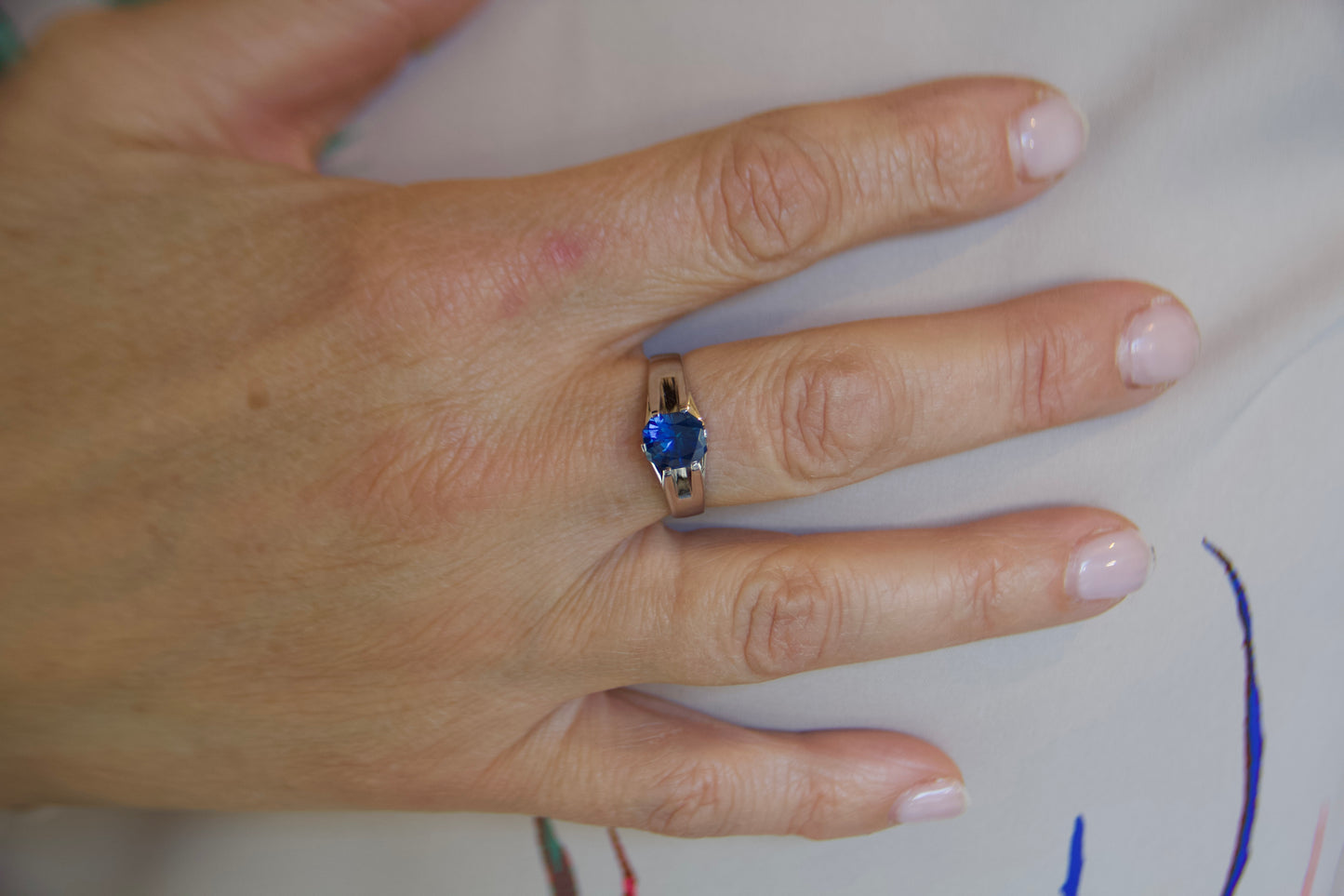 Anello solitario con Zaffiro ottagonale