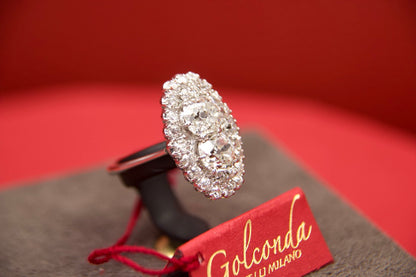 Anello Cluster anni 60' con diamanti taglio antico