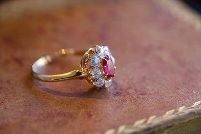 Anello margherita con rubino fine '800 inizi '900