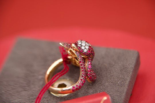 Snake Ring with Rubies and Diamonds