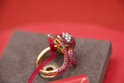 Snake Ring with Rubies and Diamonds
