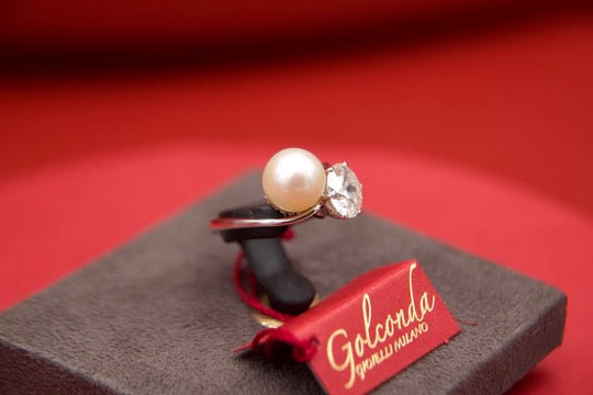 Anello toi &  moi con diamante e perla