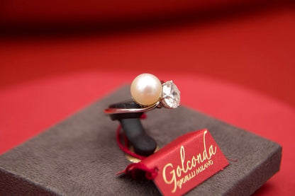Anello toi &  moi con diamante e perla