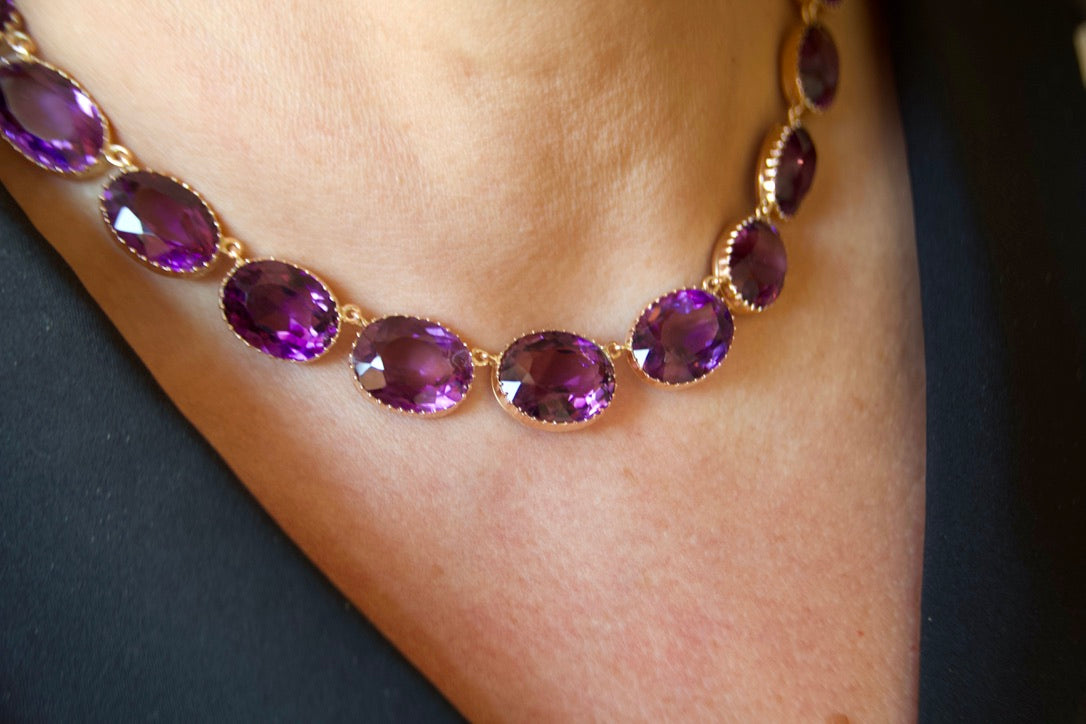 Collana Riviere di ametiste in oro rosa