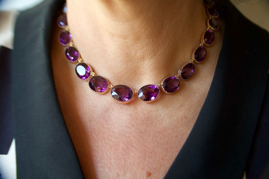 Collana Riviere di ametiste in oro rosa