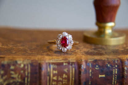 Anello margherita con rubino fine '800 inizi '900