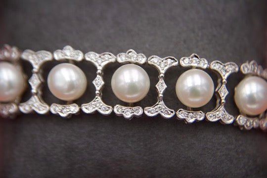 1960s pearl and diamond bracelet
