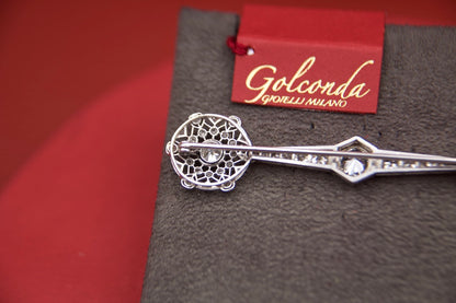 Spilla Art Decò barretta rosoni