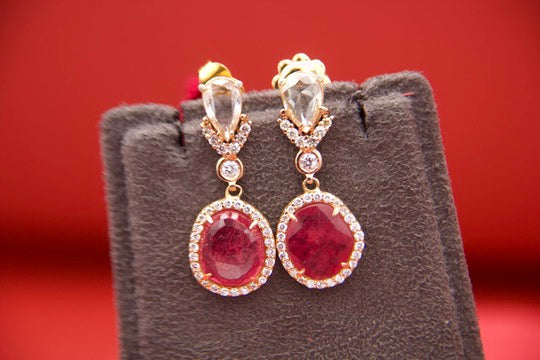 Contemporary ruby and diamond earrings