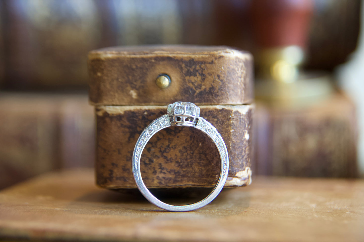 Engraved 1920s platinum solitaire