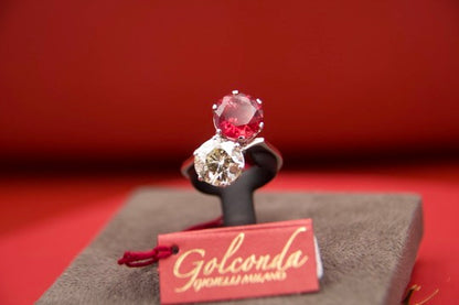 Anello toi moi con diamante e rubino "NO HEAT"
