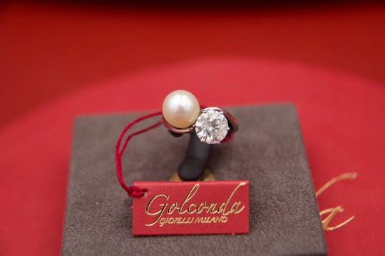 Anello toi &  moi con diamante e perla