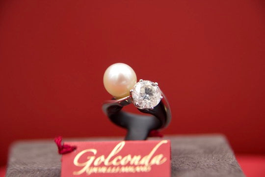 Anello toi &  moi con diamante e perla
