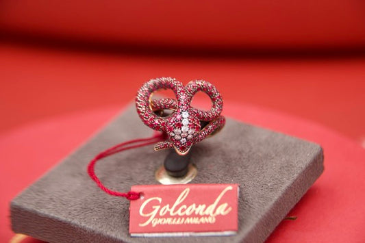 Anello Serpente con Rubini e Diamanti