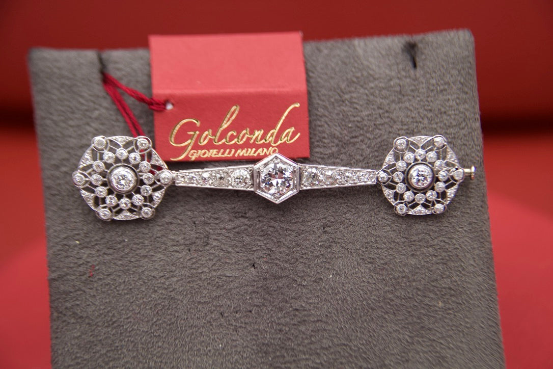 Spilla Art Decò barretta rosoni