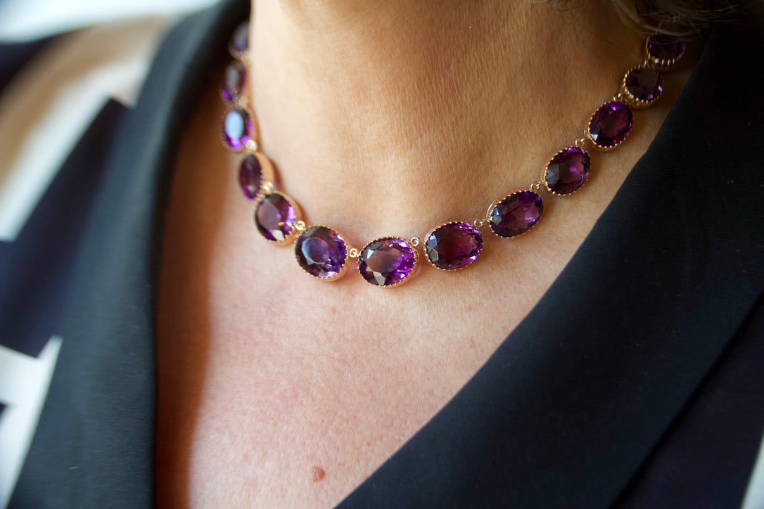 Collana Riviere di ametiste in oro rosa