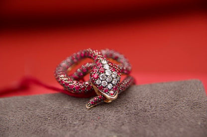 Snake Ring with Rubies and Diamonds