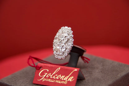 Anello Cluster anni 60' con diamanti taglio antico