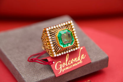 Anello Cocktail anni 50 con smeraldo