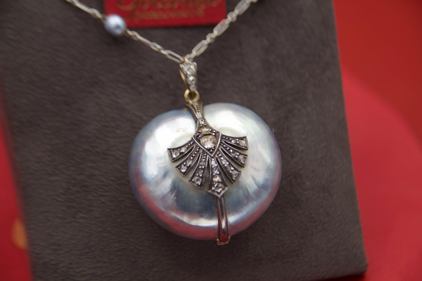 Art Deco mother-of-pearl heart necklace