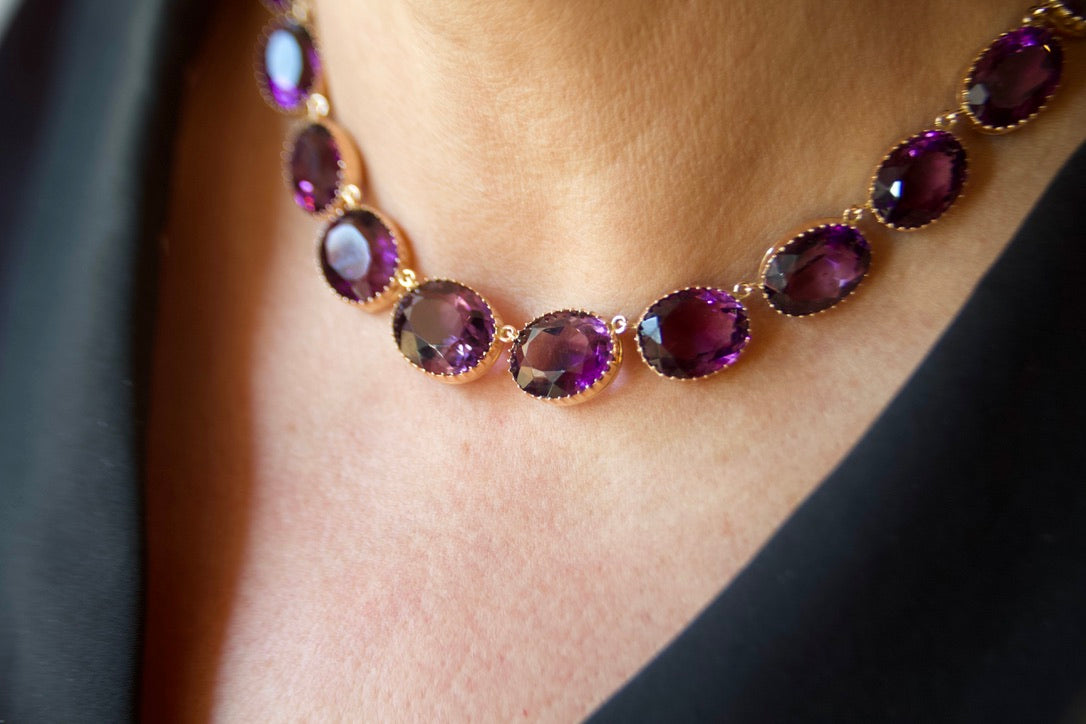 Collana Riviere di ametiste in oro rosa