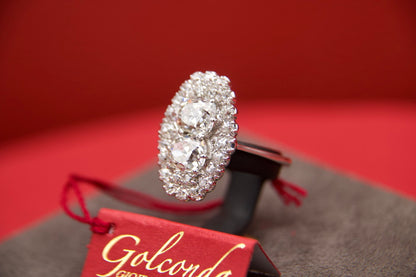 Anello Cluster anni 60' con diamanti taglio antico