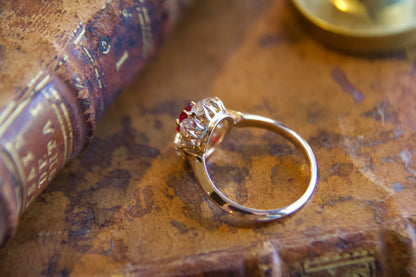 Anello margherita con rubino fine '800 inizi '900