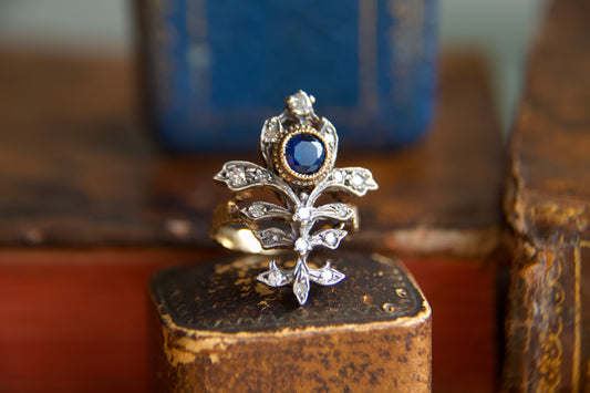 Anello Duchessa con zaffiro e diamanti