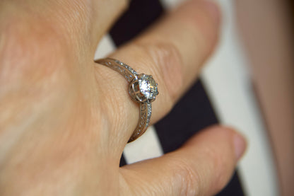 Engraved 1920s platinum solitaire