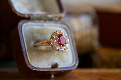 Anello margherita con rubino fine '800 inizi '900