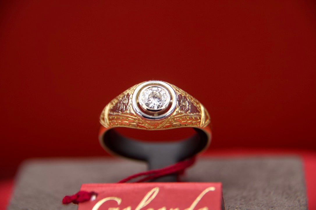 Anello solitario UNISEX "Art Nouveau"