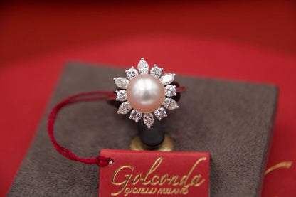 Anello Vintage con diamanti e perla