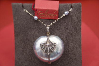 Art Deco mother-of-pearl heart necklace