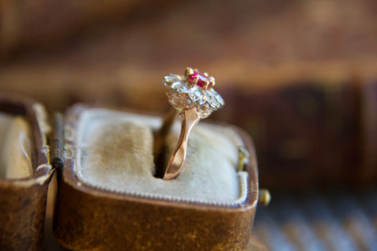 Art Nouveau Ruby Flower Ring