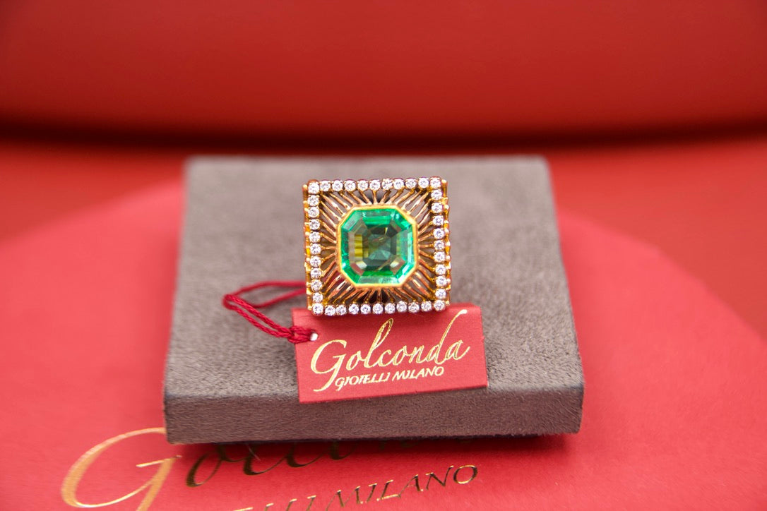 Anello Cocktail anni 50 con smeraldo